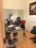 An employee at World Trade Office Solutions